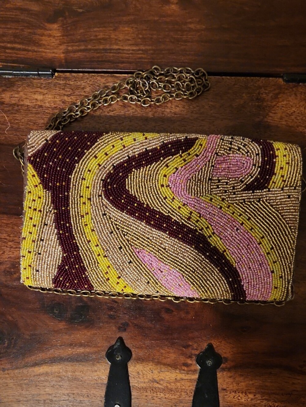 America & Beyond Brown Fabric Handbag